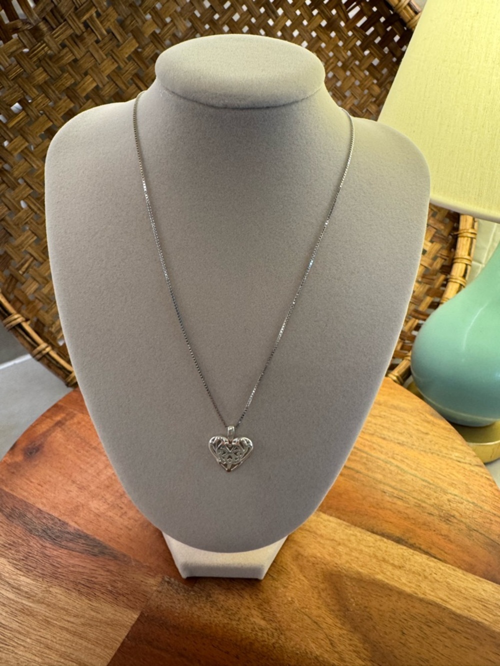 Sterling‎ Silver 925 Necklace with Vintage Heart Pendant 18 Inches Chain
